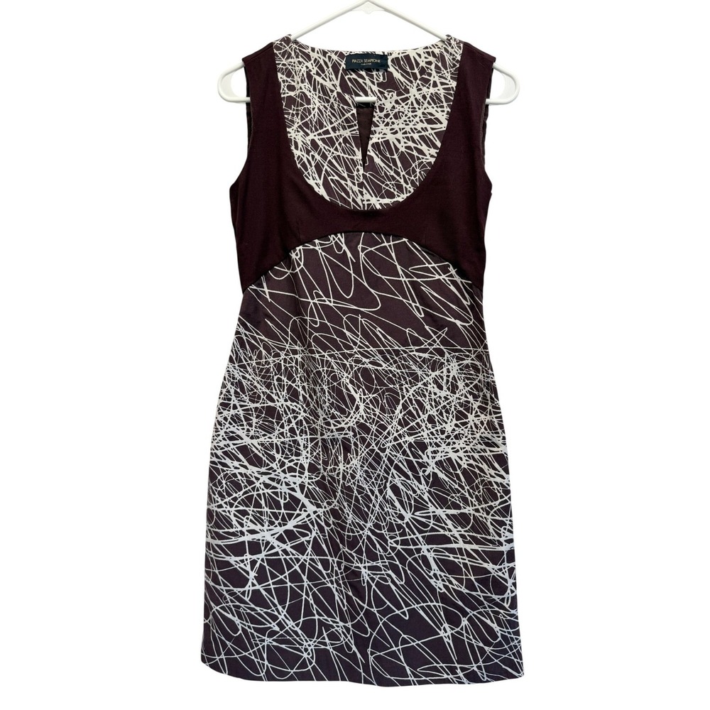 Piazza Sempione Shift‎ Dress Abstract Scribble Print 4 Plum Women